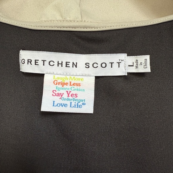 GRETCHEN SCOTT Ruffle Neck Sleeveless Jersey Top Size Large - Picture 4 of 5